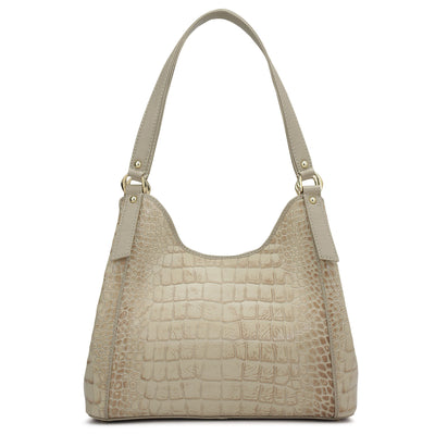 Medium Croco Leather Hobo - Frost