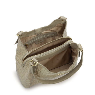 Medium Croco Leather Hobo - Frost