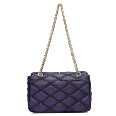 Small Quilting Leather Shoulder Bag - Purple