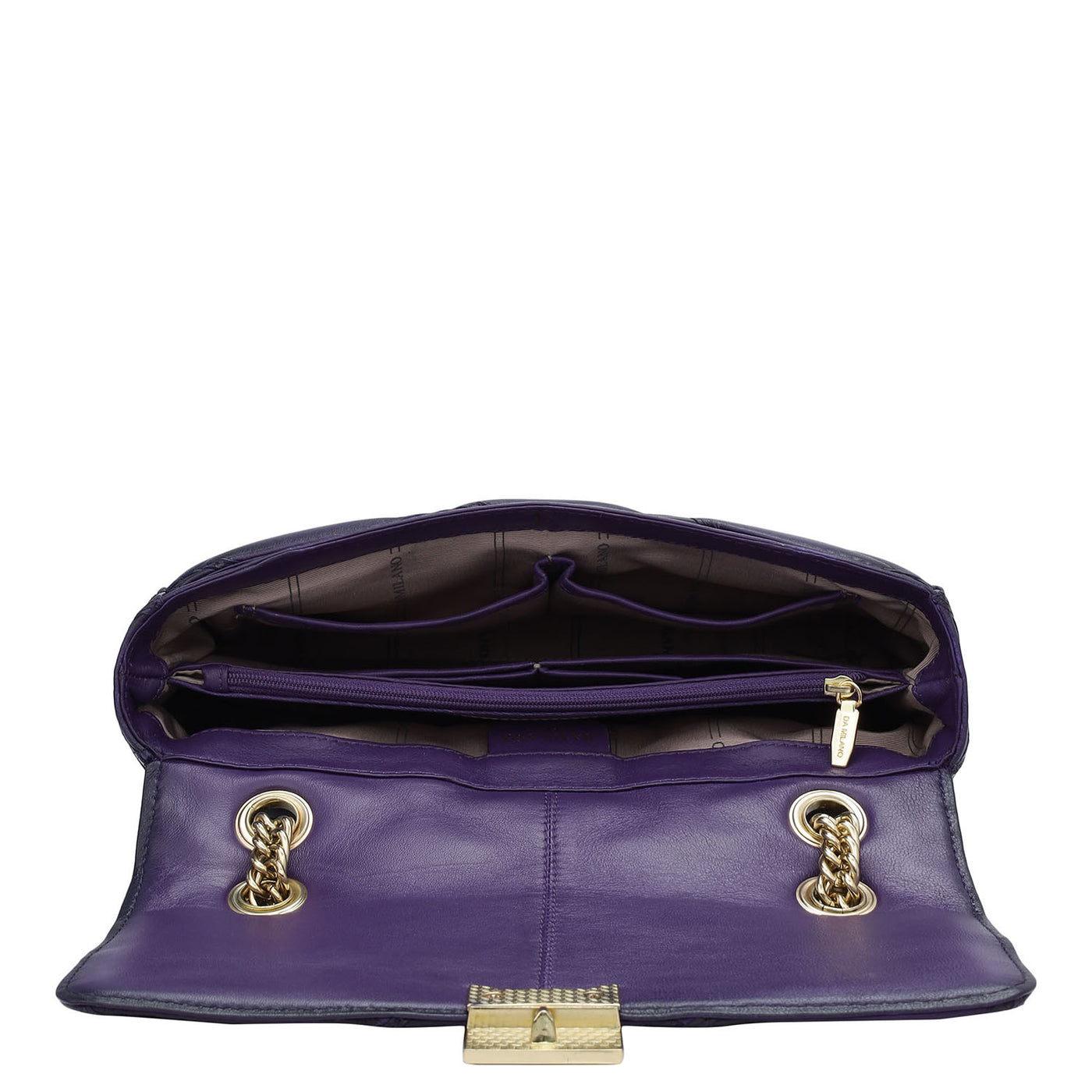 Small Quilting Leather Shoulder Bag - Purple