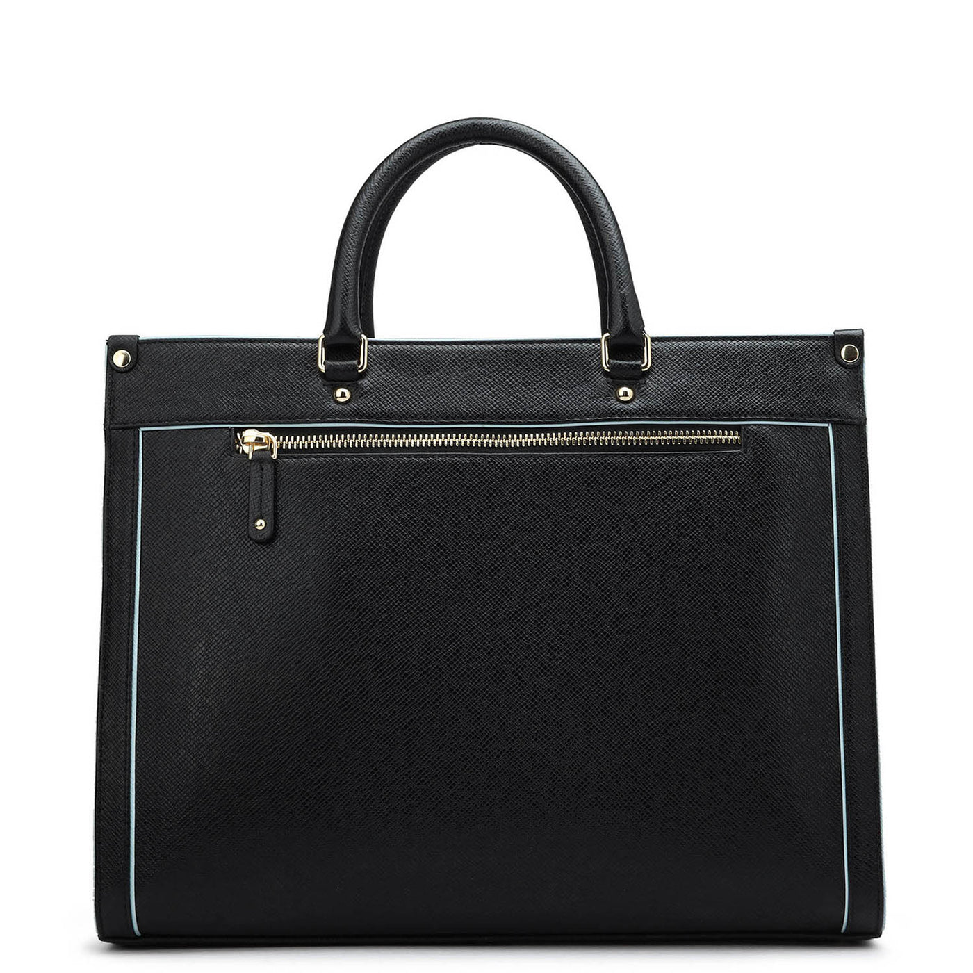 Medium Mat Franzy Leather Book Tote - Black