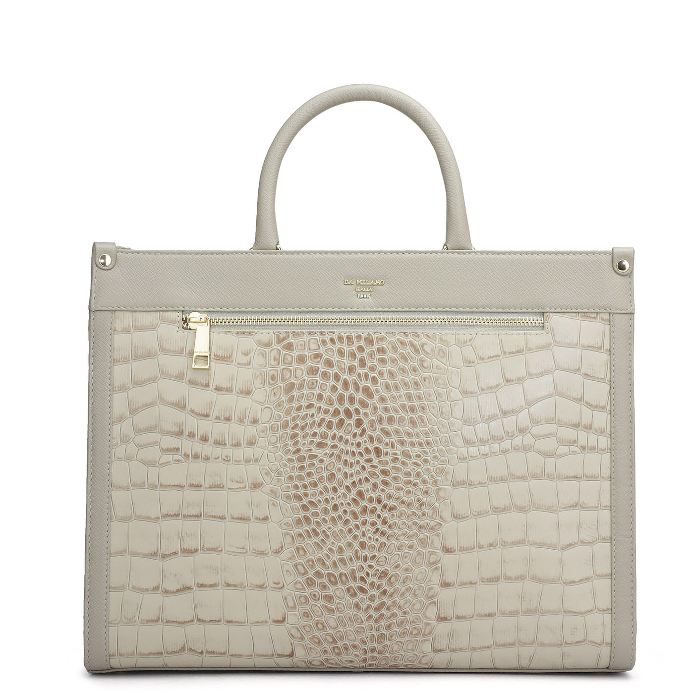 Medium Croco Leather Book Tote - Frost