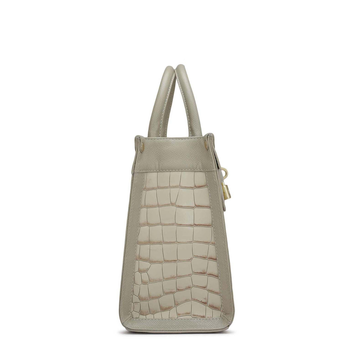 Small Croco Leather Book Tote - Frost