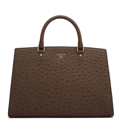 Medium Ostrich Leather Satchel - Brown