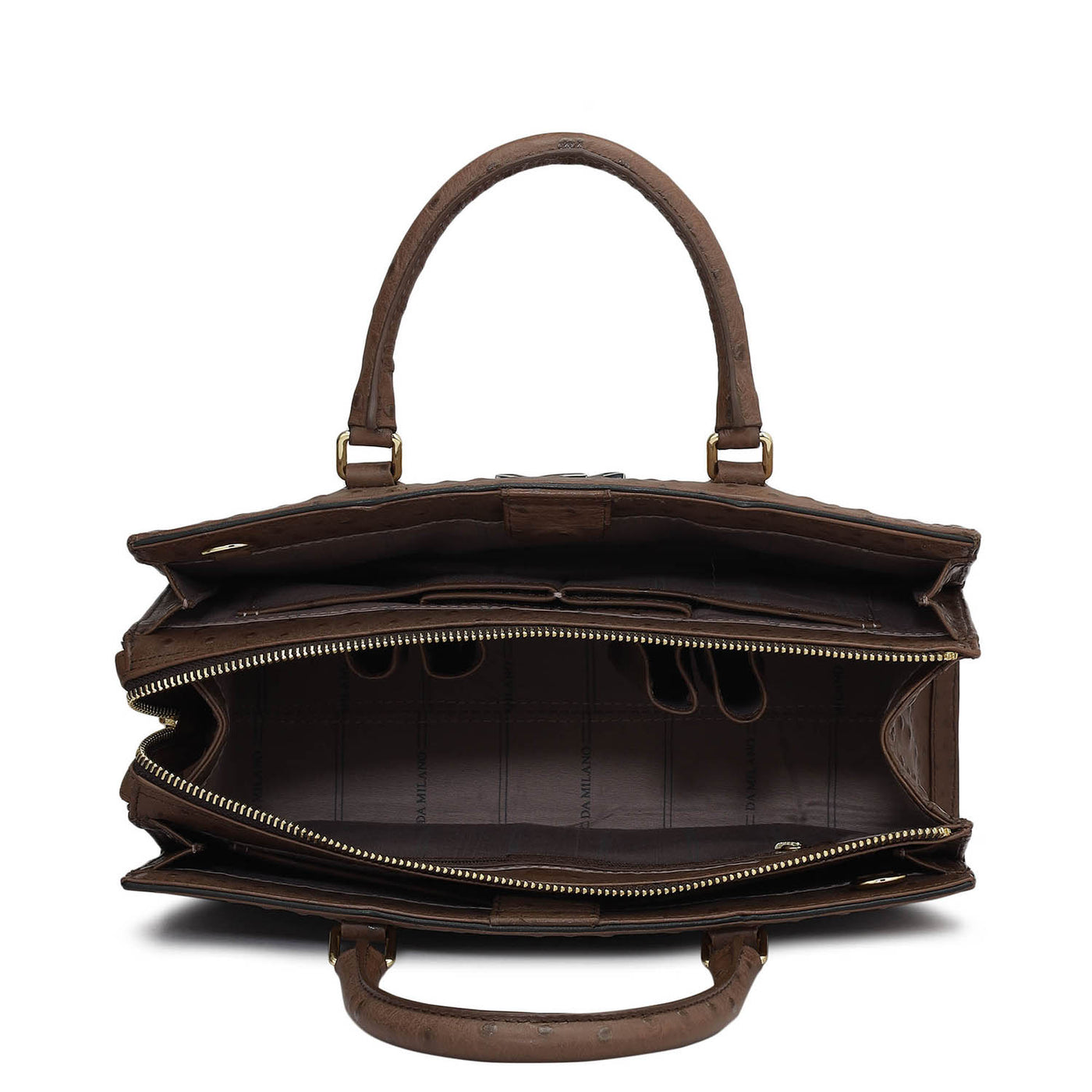 Medium Ostrich Leather Satchel - Brown