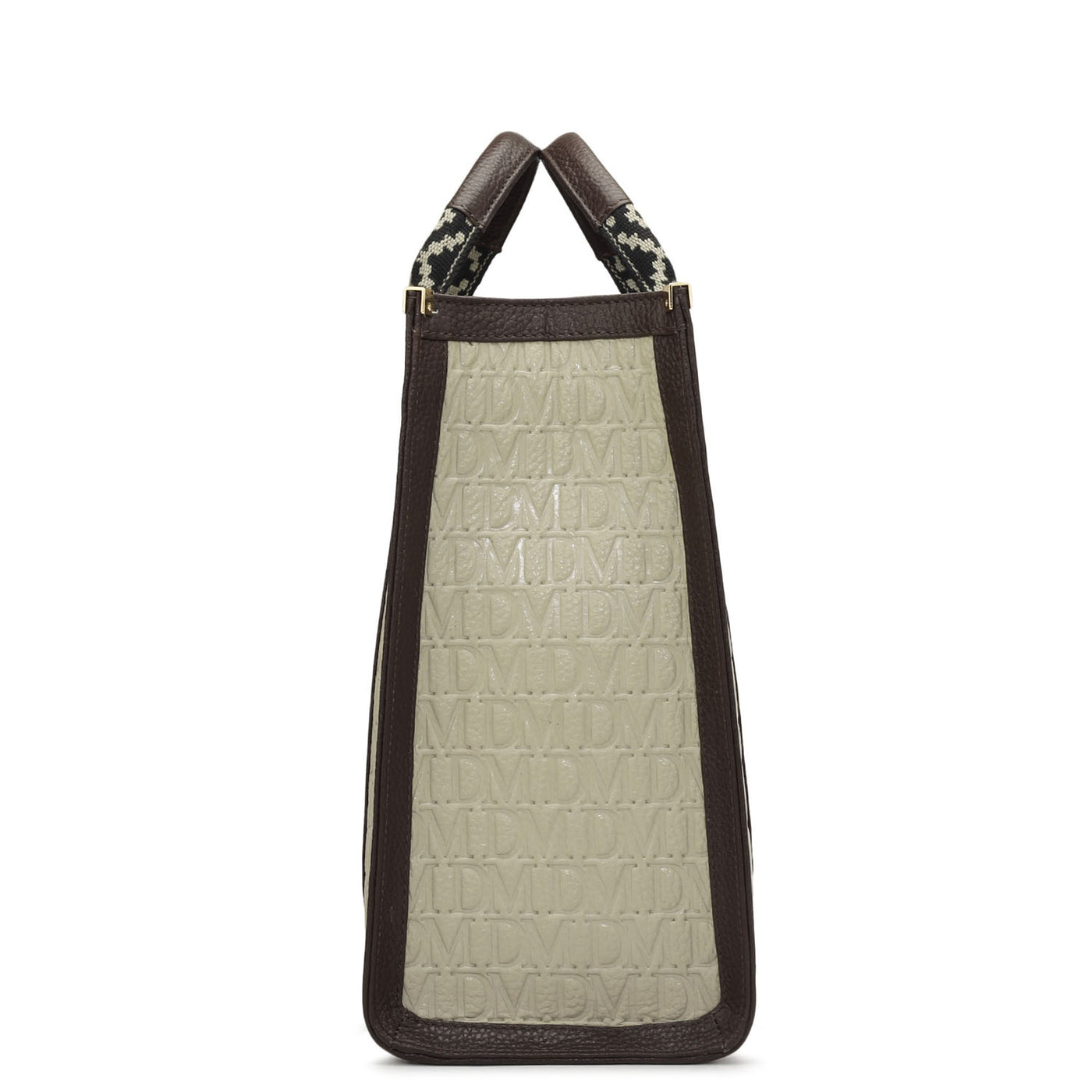 Large Monogram Leather Book Tote - Khaki