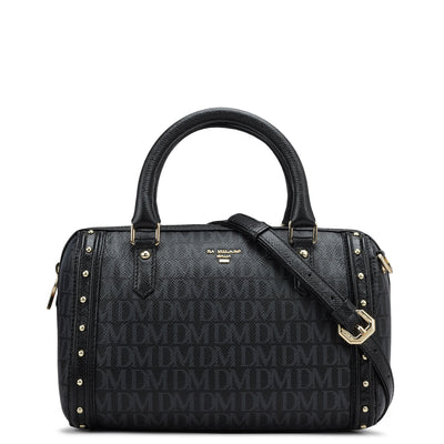 Small Monogram Leather Satchel - Black