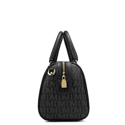 Small Monogram Leather Satchel - Black