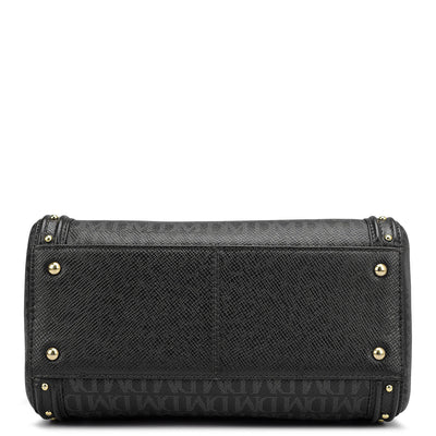 Small Monogram Leather Satchel - Black