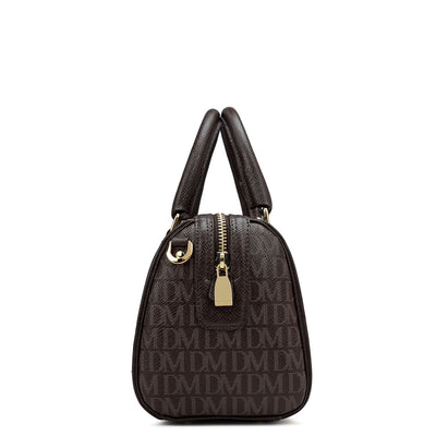 Small Monogram Leather Satchel - Chocolate