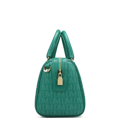 Small Monogram Leather Satchel - Emerald Green