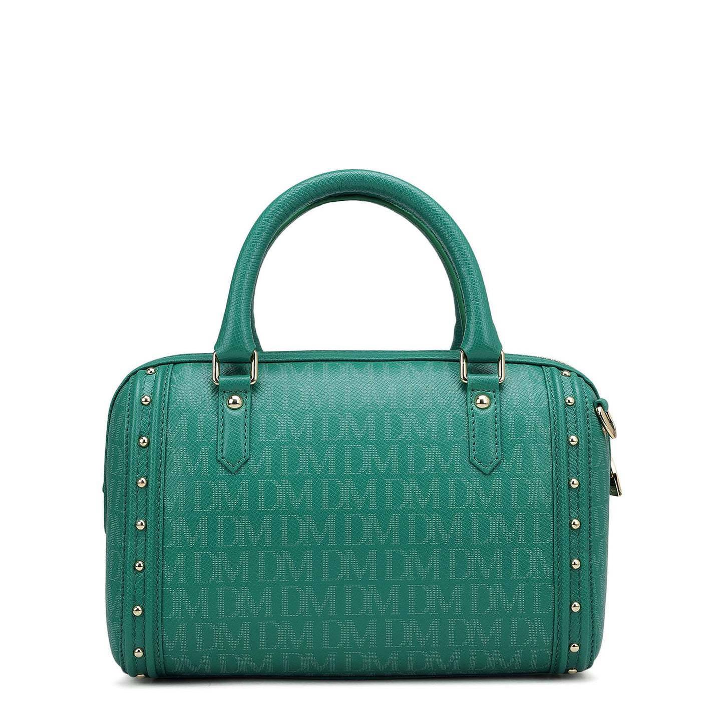 Small Monogram Leather Satchel - Emerald Green