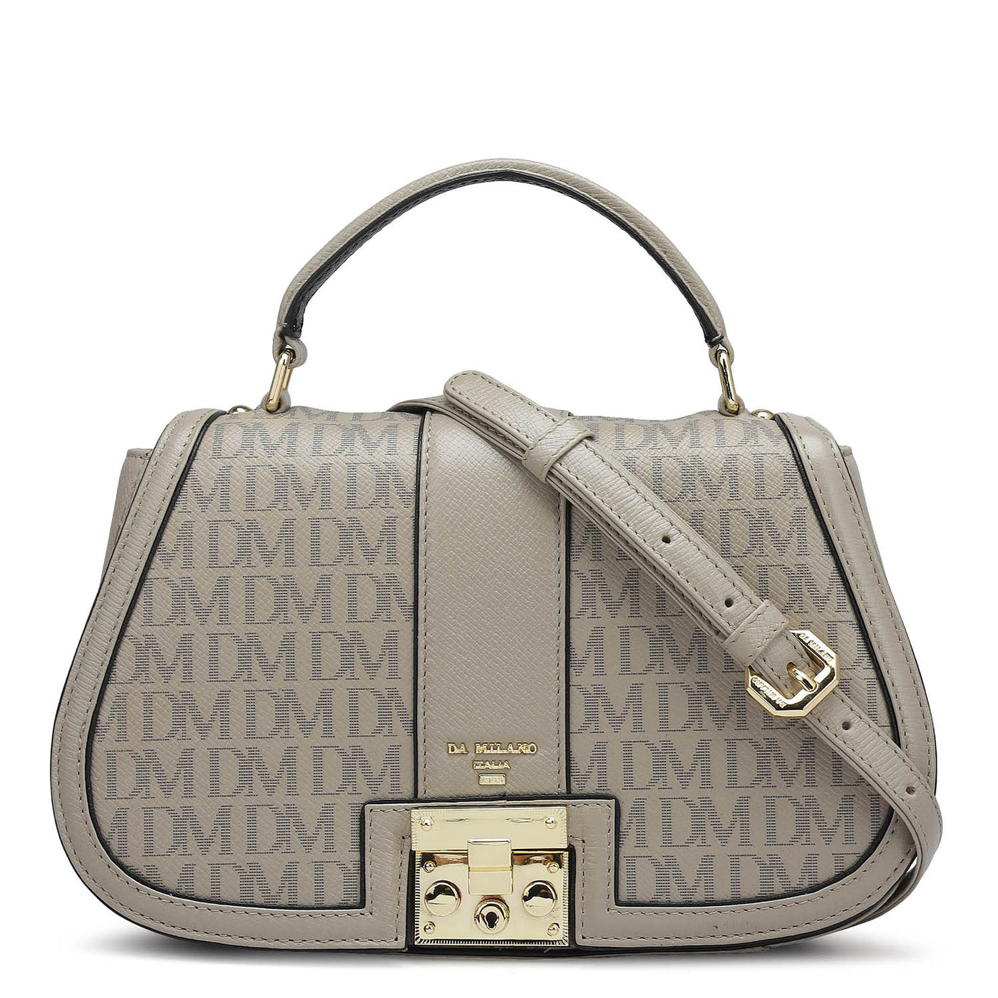 Small Monogram Franzy Leather Satchel - Chalk