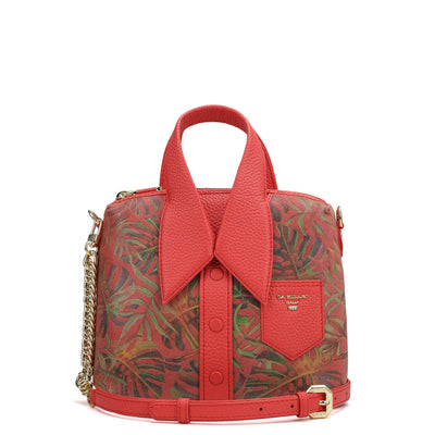 Small Floral Leather Satchel - Corallo