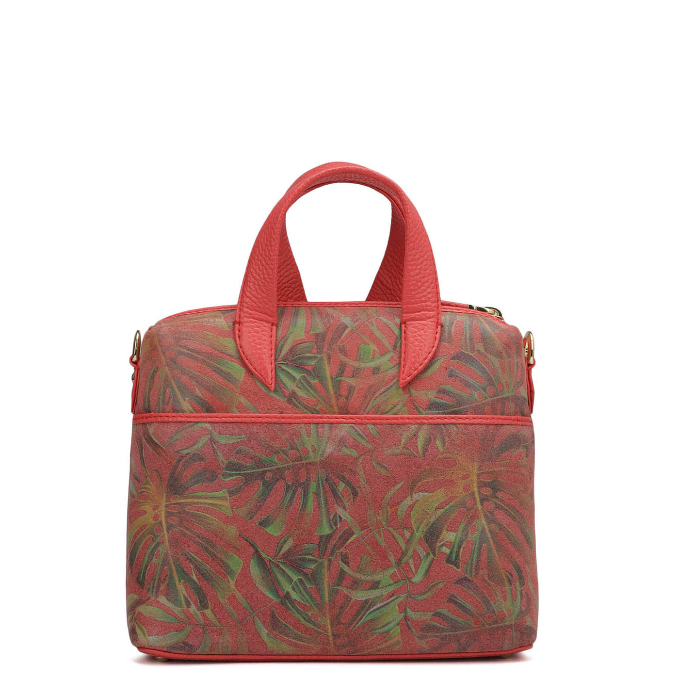 Small Floral Leather Satchel - Corallo