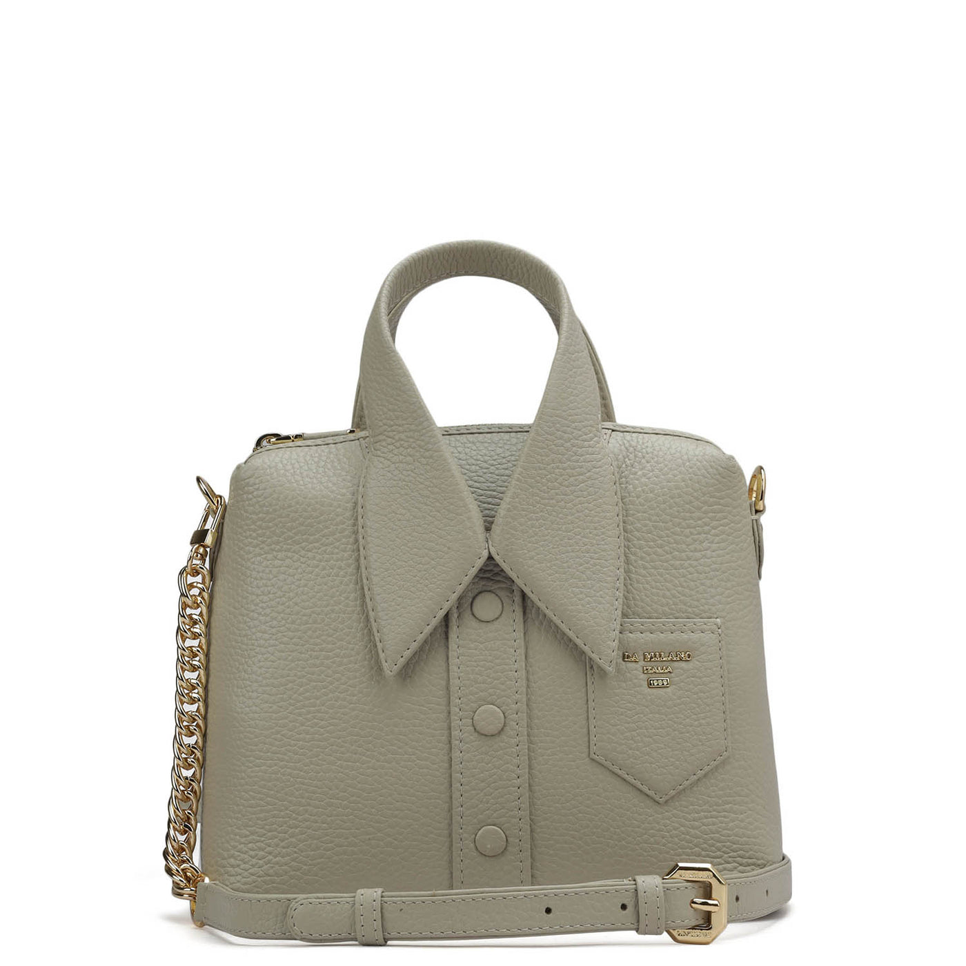 Small Wax Leather Satchel - Khaki