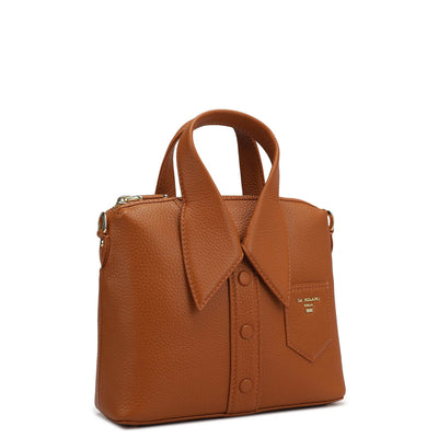 Small Wax Leather Satchel - Orange