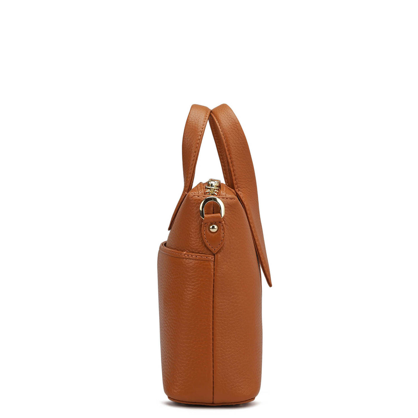 Small Wax Leather Satchel - Orange