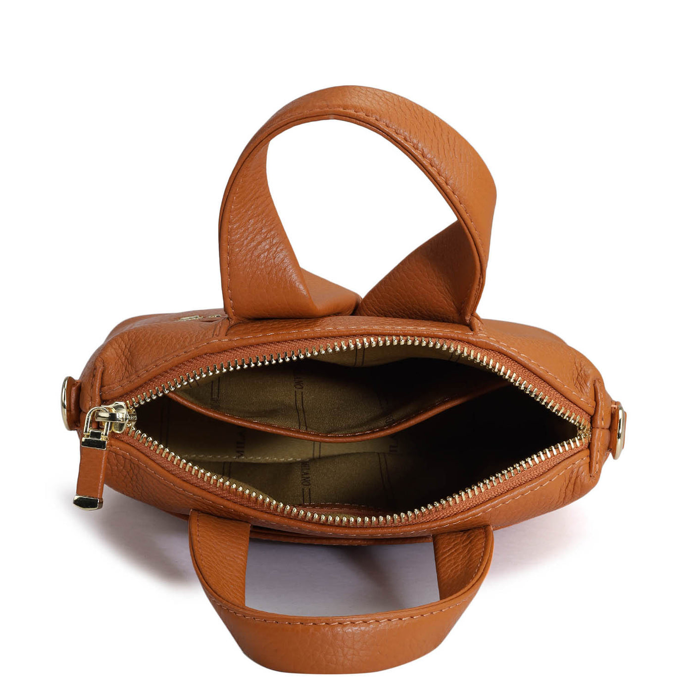 Small Wax Leather Satchel - Orange