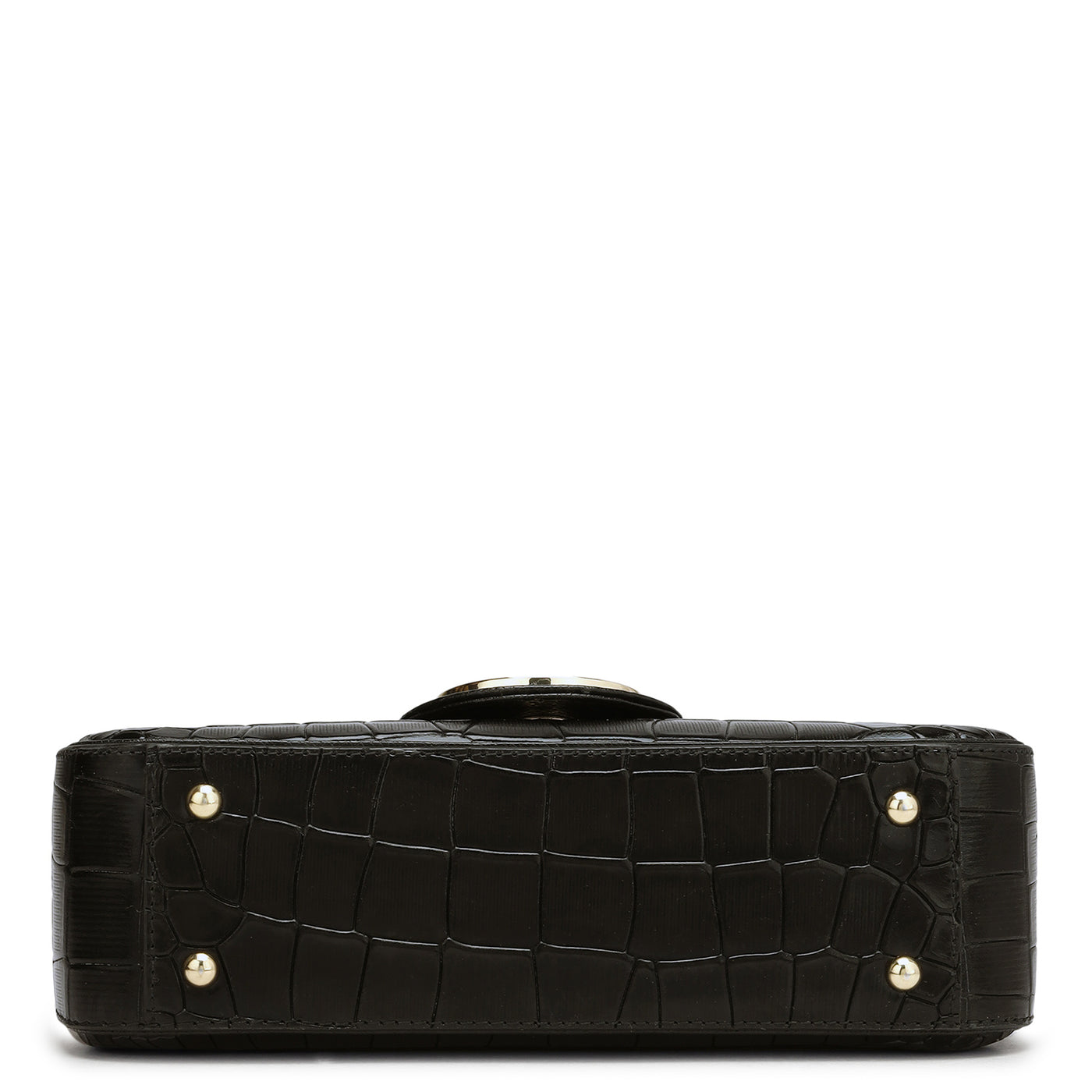 Small Croco Leather Shoulder Bag - Black