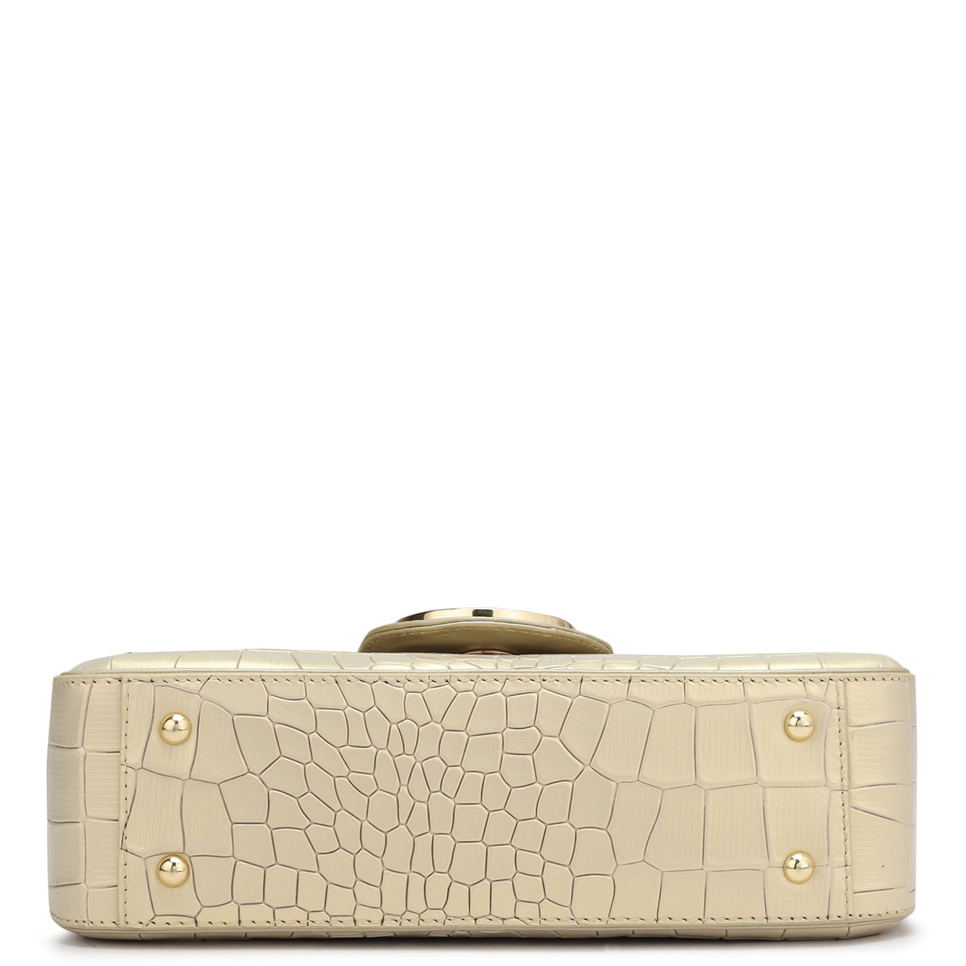 Small Croco Leather Shoulder Bag - Gold