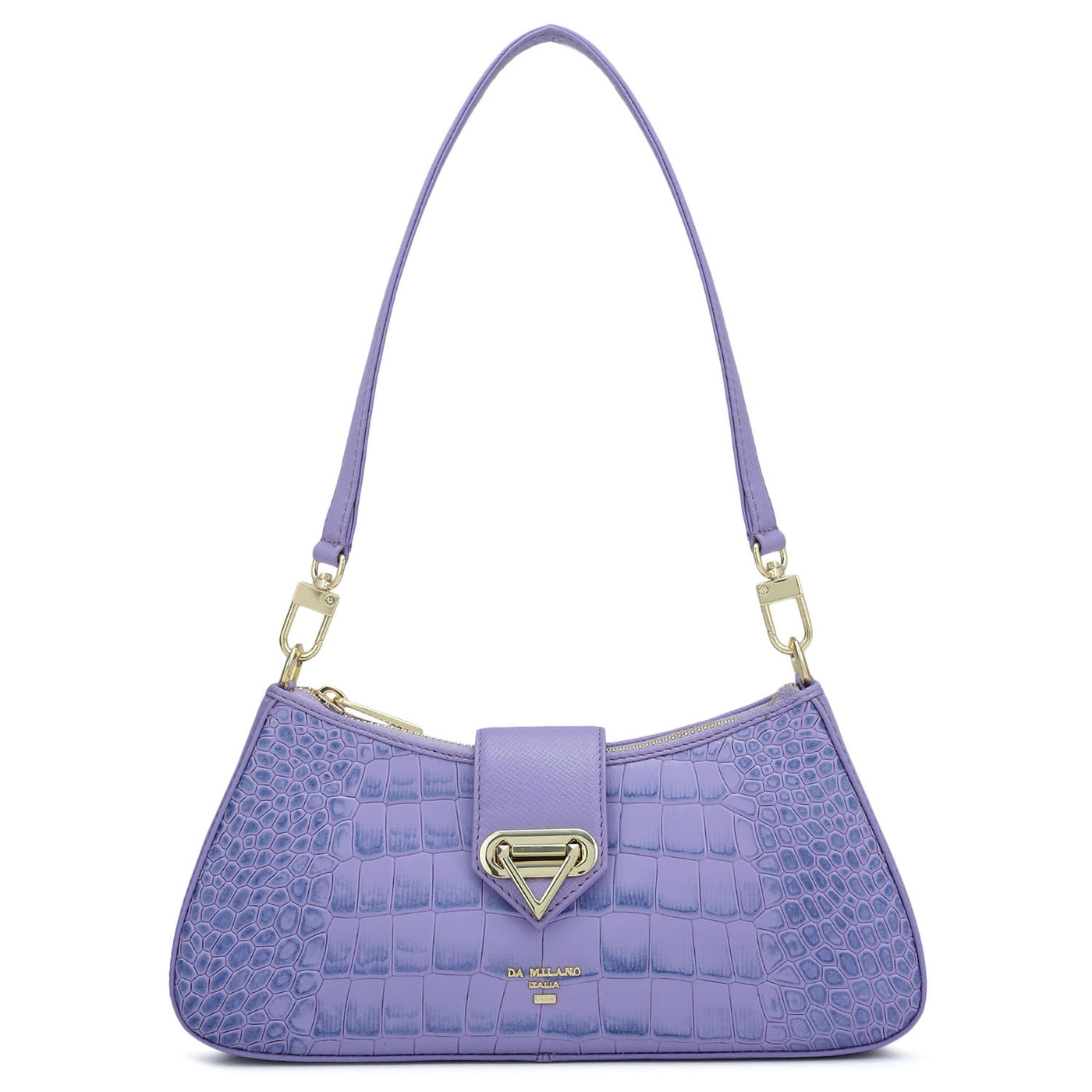 Small Croco Leather Baguette - Purple Haze