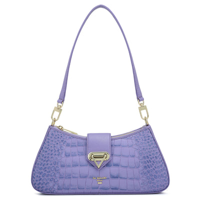 Small Croco Leather Baguette - Purple Haze