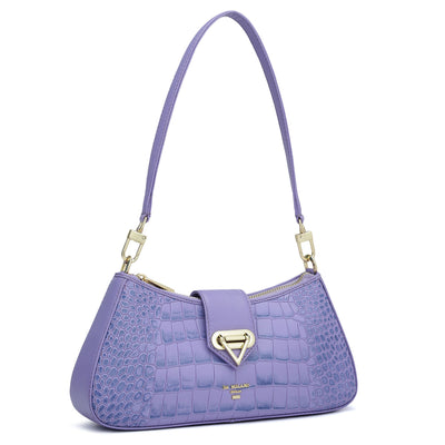 Small Croco Leather Baguette - Purple Haze