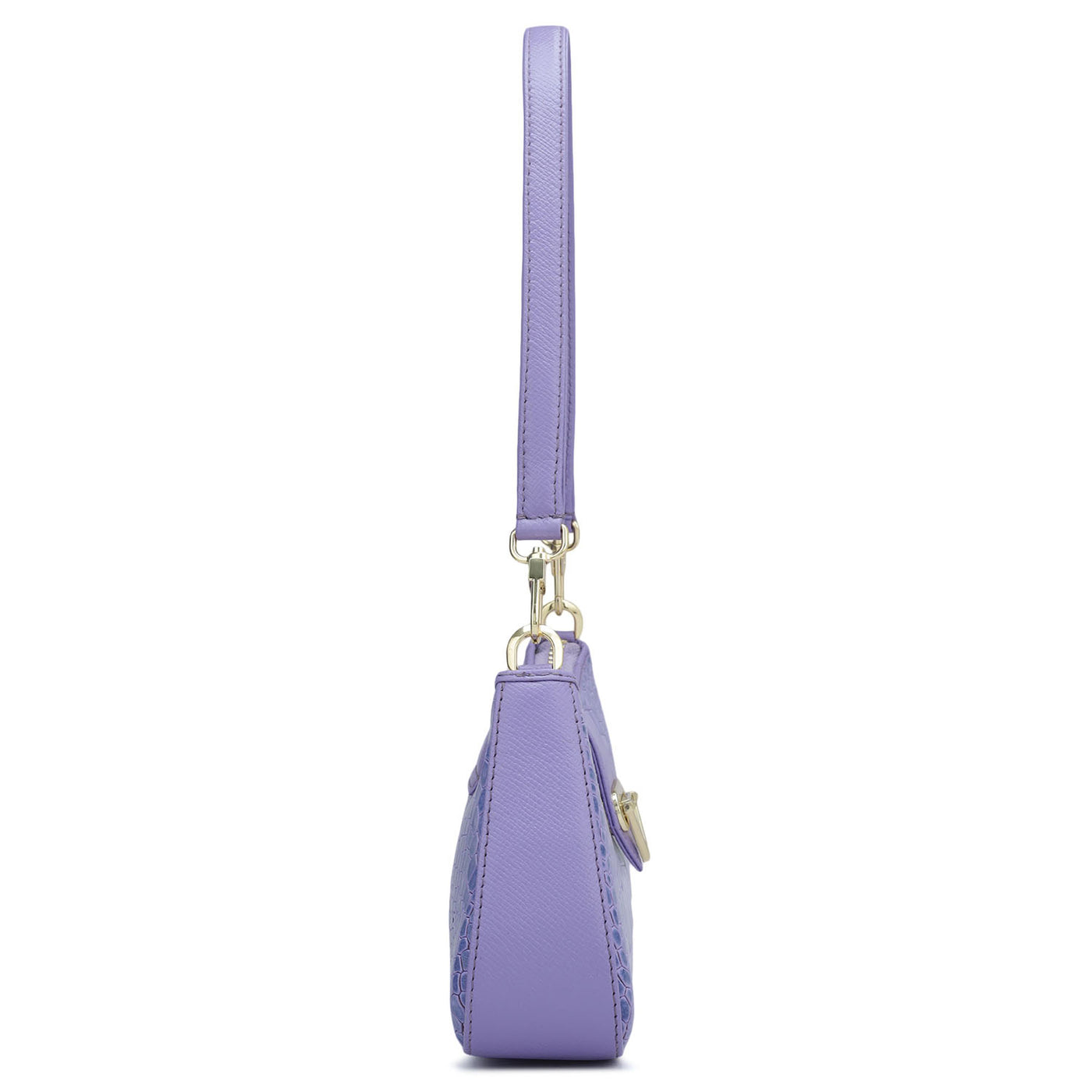 Small Croco Leather Baguette - Purple Haze