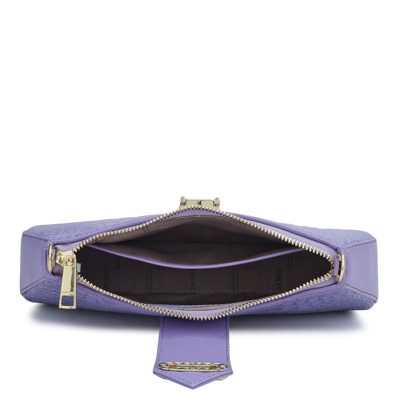 Small Croco Leather Baguette - Purple Haze