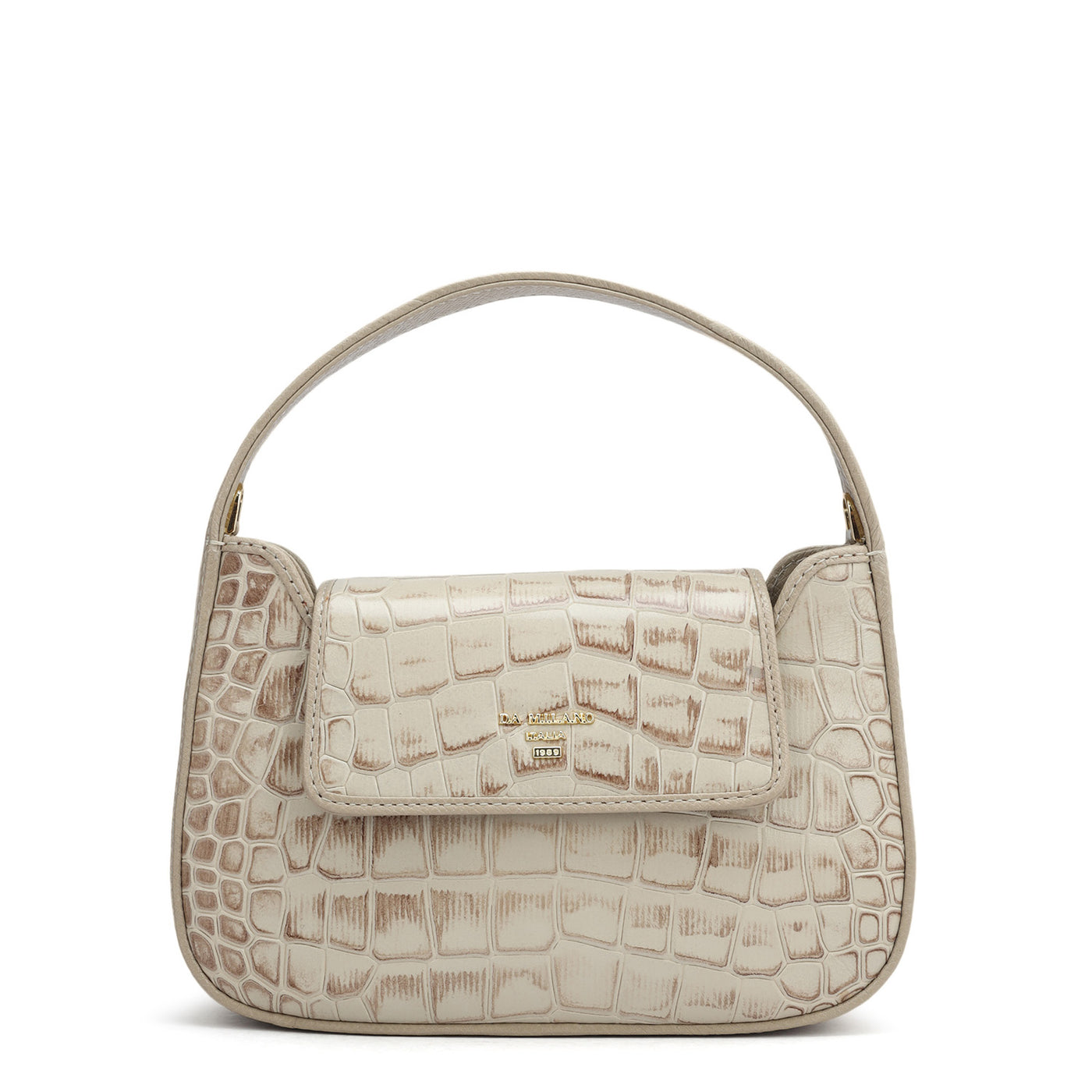 Small Croco Leather Baguette - Frost