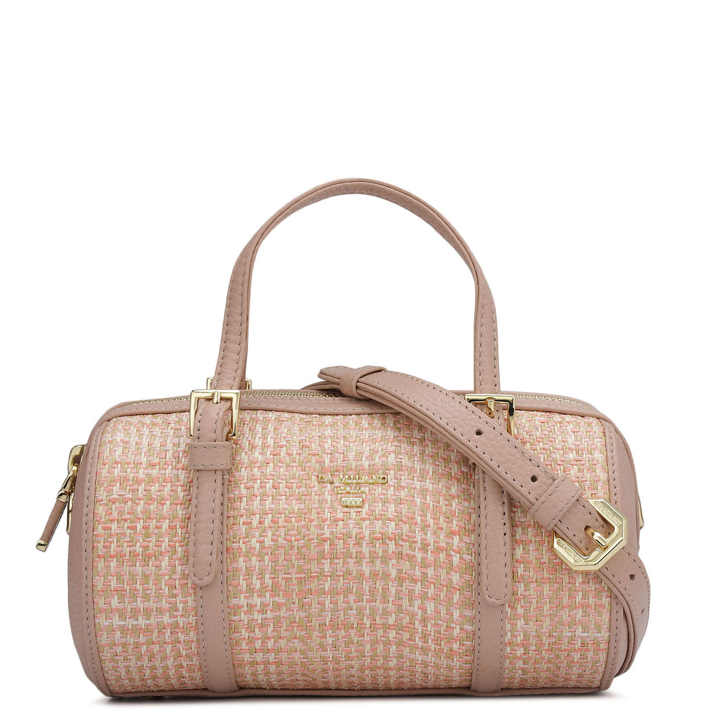 Small Canvas Wax Leather Satchel - Baby Pink