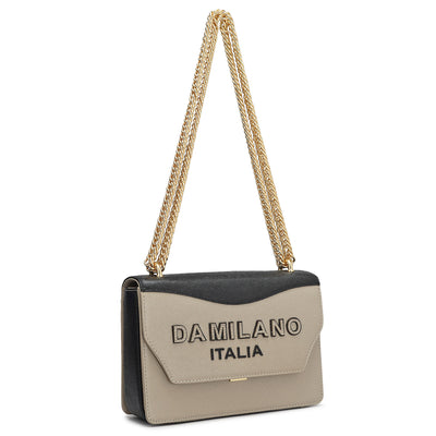 Small Franzy Leather Shoulder Bag - Chalk & Black