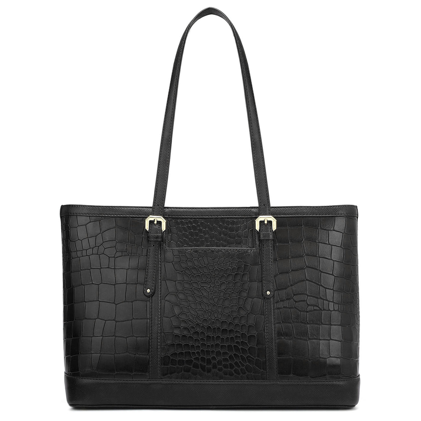 Medium Croco Franzy Leather Tote - Black