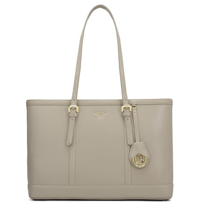 Medium Franzy Leather Tote - Chalk