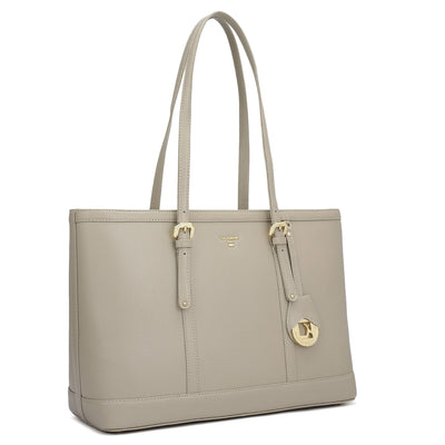 Medium Franzy Leather Tote - Chalk