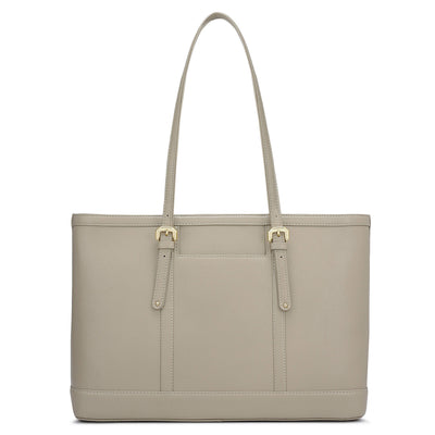 Medium Franzy Leather Tote - Chalk