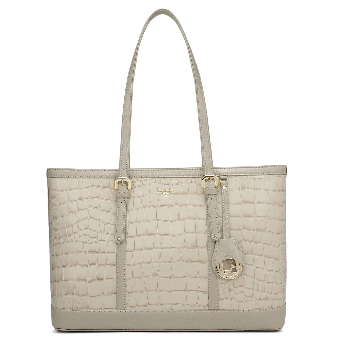 Medium Croco Franzy Leather Tote - Frost