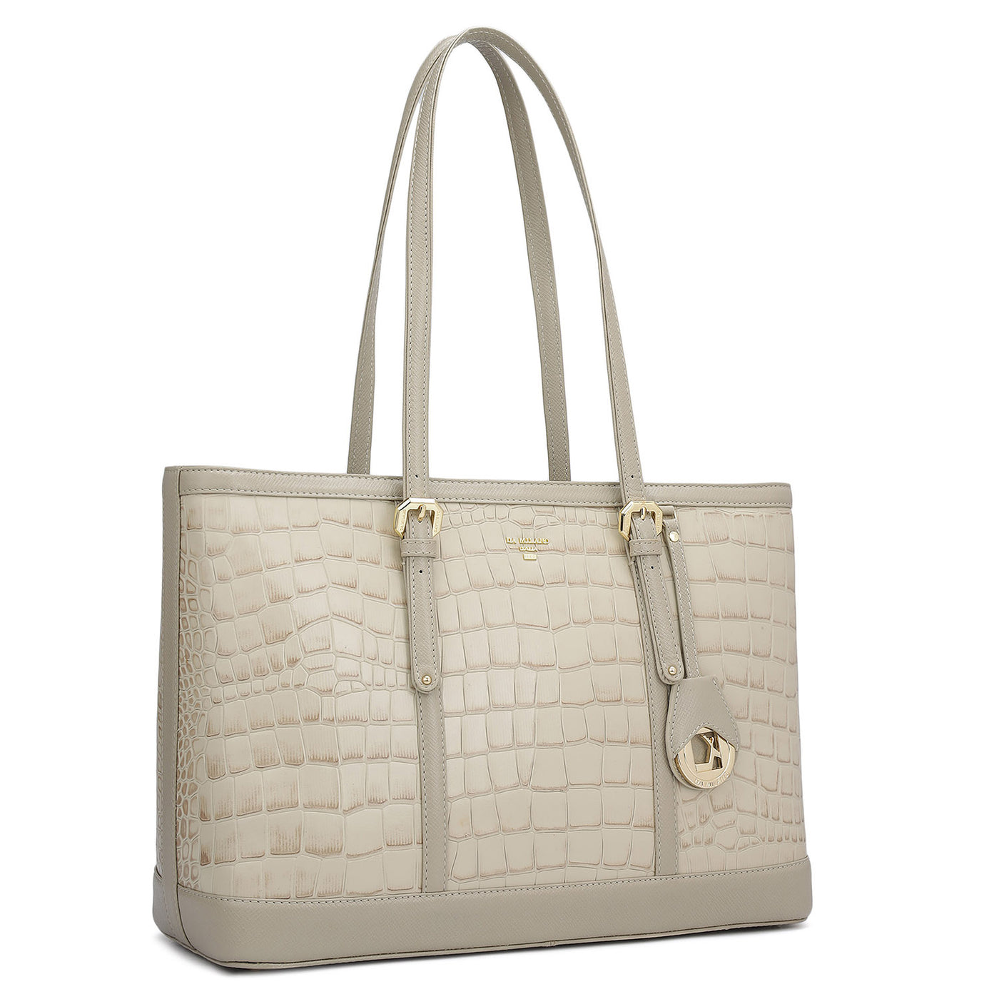 Medium Croco Franzy Leather Tote - Frost