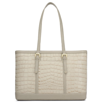 Medium Croco Franzy Leather Tote - Frost