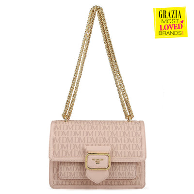 Small Monogram Leather Shoulder Bag - Blush