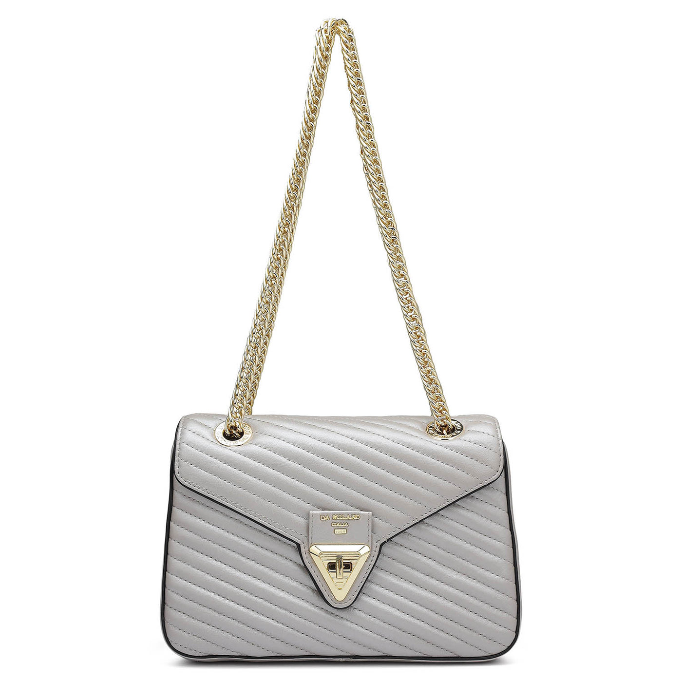 Small Quilting Leather Shoulder Bag - Pearl