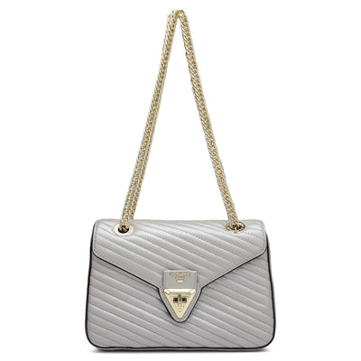 Small Quilting Leather Shoulder Bag - Pearl