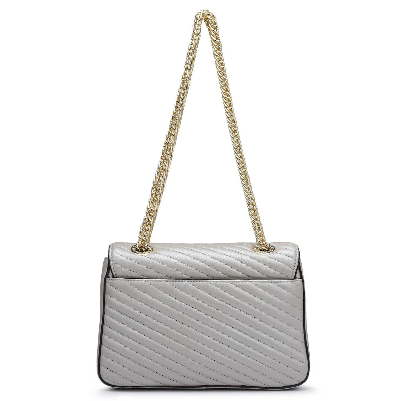 Small Quilting Leather Shoulder Bag - Pearl