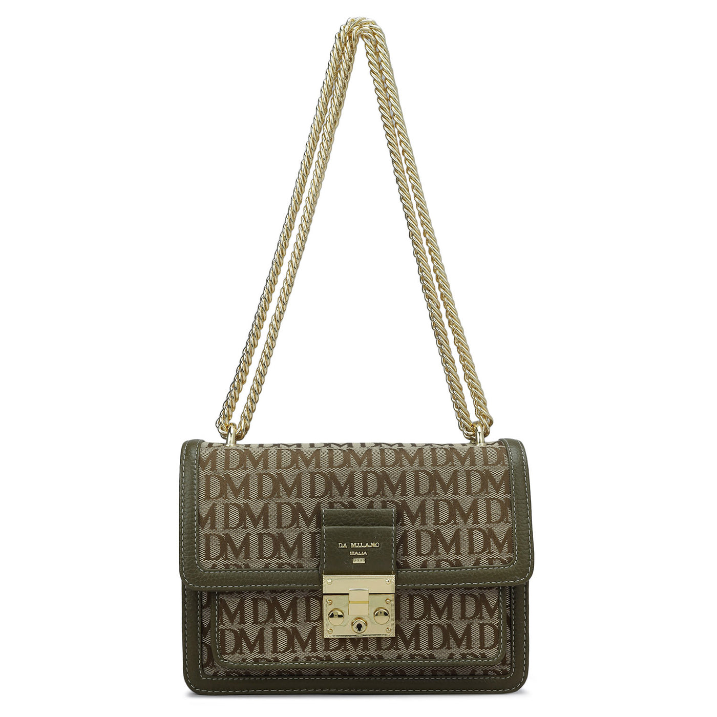 Small Canvas Wax Leather Shoulder Bag - Moss