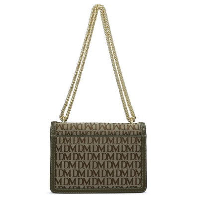 Small Canvas Wax Leather Shoulder Bag - Moss