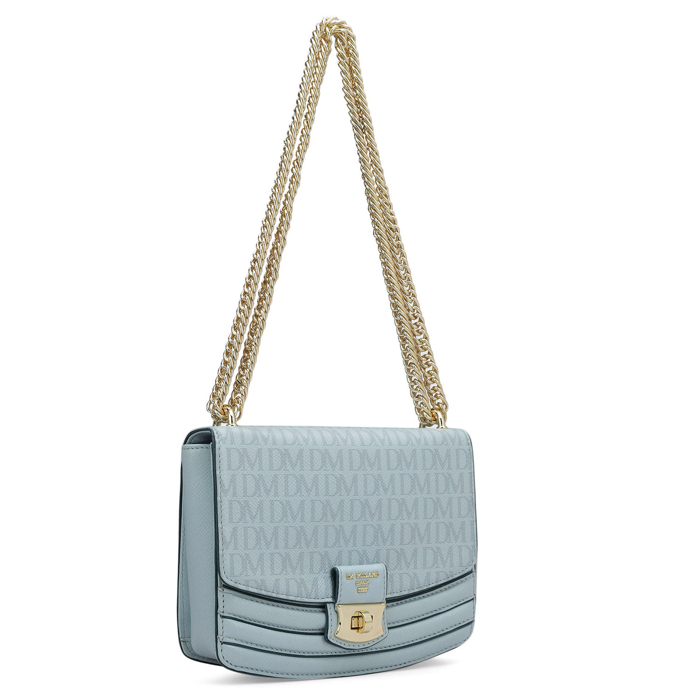 Small Monogram Franzy Leather Shoulder Bag - Cloud Blue