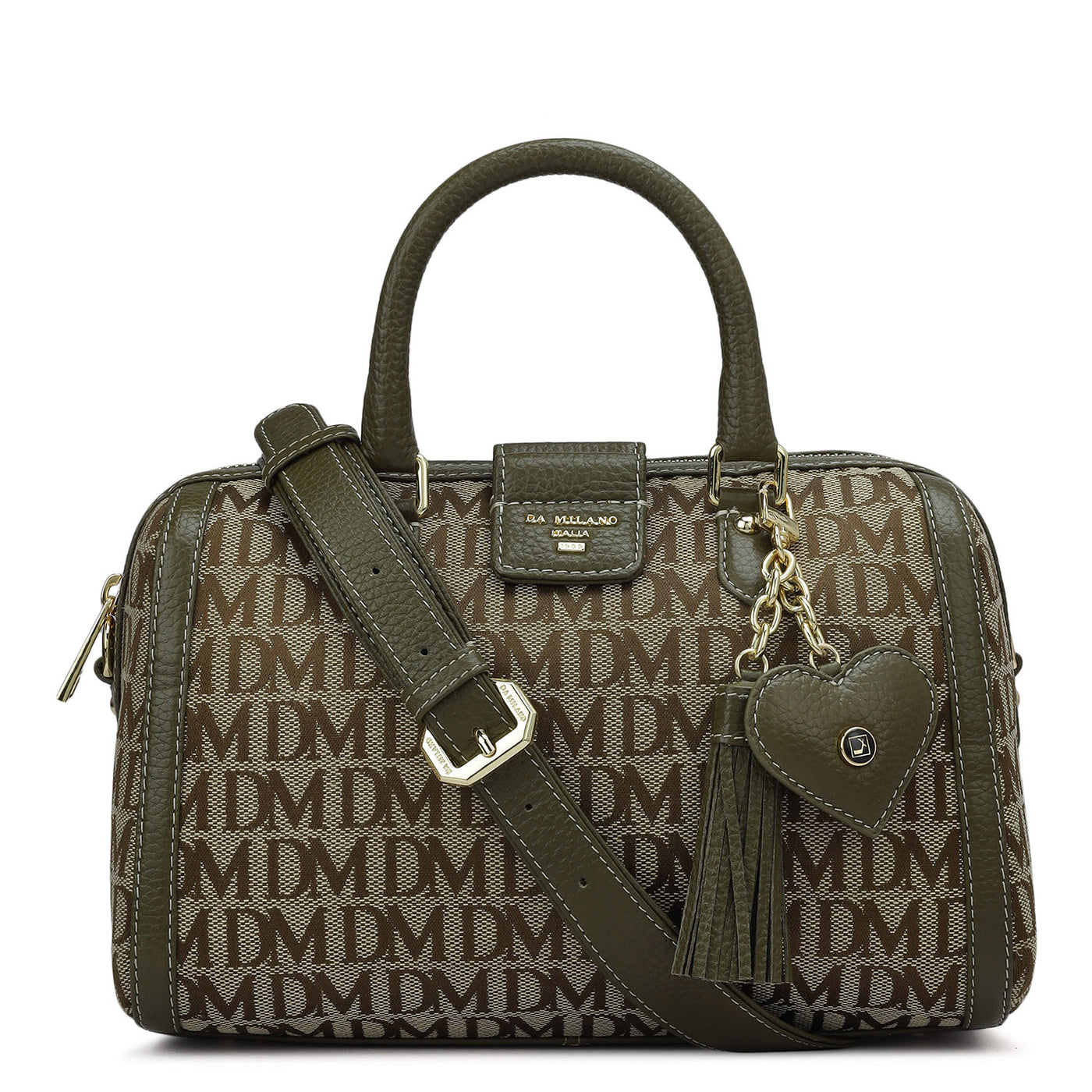 Small Canvas Wax Leather Satchel - Moss