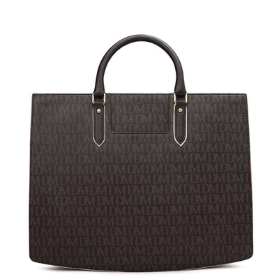 Large Monogram Franzy Leather Book Tote - Chocolate