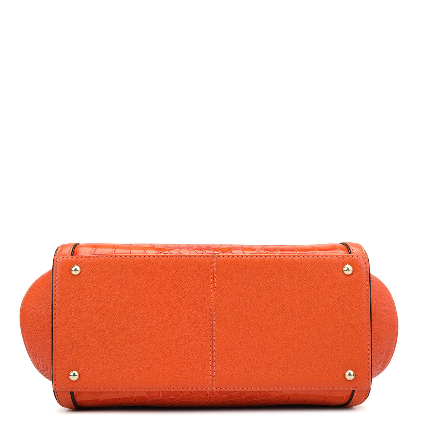 Small Croco Leather Satchel - Pumpkin